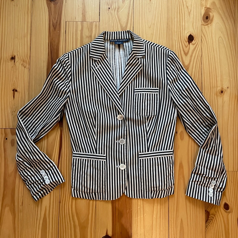 Ralph Lauren Black and Cream Striped Jacket